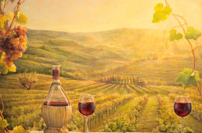 A Vineyard at Sunset